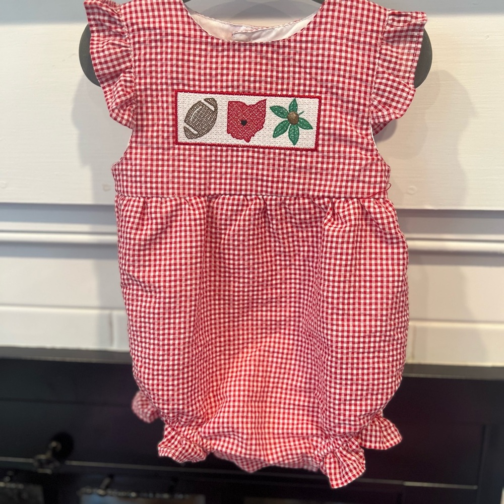 Red Gingham Ohio State Bubble